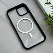 قاب گوشی iPhone 15 آیفون اورجینال Orange Line مگ سیف دار طلقی شیشه ای شفاف سرمه ای کد 128449