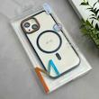 قاب گوشی iPhone 15 آیفون اورجینال Orange Line مگ سیف دار طلقی شیشه ای شفاف سرمه ای کد 128449