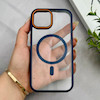 قاب گوشی iPhone 15 آیفون اورجینال Orange Line مگ سیف دار طلقی شیشه ای شفاف سرمه ای کد 128449