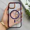 قاب گوشی iPhone 15 آیفون اورجینال Orange Line مگ سیف دار طلقی شیشه ای شفاف بنفش کد 128450