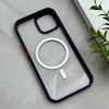 قاب گوشی iPhone 15 آیفون اورجینال Orange Line مگ سیف دار طلقی شیشه ای شفاف بنفش کد 128450