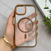 قاب گوشی iPhone 15 آیفون اورجینال Orange Line مگ سیف دار طلقی شیشه ای شفاف قهوه ای کد 128451