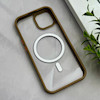 قاب گوشی iPhone 15 آیفون اورجینال Orange Line مگ سیف دار طلقی شیشه ای شفاف قهوه ای کد 128451