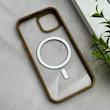 قاب گوشی iPhone 15 آیفون اورجینال Orange Line مگ سیف دار طلقی شیشه ای شفاف قهوه ای کد 128451