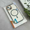 قاب گوشی iPhone 15 آیفون اورجینال Orange Line مگ سیف دار طلقی شیشه ای شفاف طوسی کد 128452