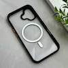 قاب گوشی iPhone 16 آیفون اورجینال Orange Line مگ سیف دار طلقی شیشه ای شفاف مشکی کد 128454