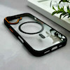قاب گوشی iPhone 16 آیفون اورجینال Orange Line مگ سیف دار طلقی شیشه ای شفاف مشکی کد 128454