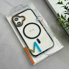 قاب گوشی iPhone 16 آیفون اورجینال Orange Line مگ سیف دار طلقی شیشه ای شفاف مشکی کد 128454