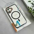 قاب گوشی iPhone 16 آیفون اورجینال Orange Line مگ سیف دار طلقی شیشه ای شفاف مشکی کد 128454