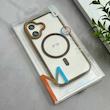 قاب گوشی iPhone 16 آیفون اورجینال Orange Line مگ سیف دار طلقی شیشه ای شفاف قهوه ای کد 128455