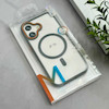 قاب گوشی iPhone 16 آیفون اورجینال Orange Line مگ سیف دار طلقی شیشه ای شفاف طوسی کد 128457