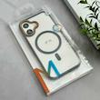 قاب گوشی iPhone 16 آیفون اورجینال Orange Line مگ سیف دار طلقی شیشه ای شفاف طوسی کد 128457