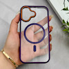 قاب گوشی iPhone 16 آیفون اورجینال Orange Line مگ سیف دار طلقی شیشه ای شفاف بنفش کد 128458
