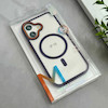 قاب گوشی iPhone 16 آیفون اورجینال Orange Line مگ سیف دار طلقی شیشه ای شفاف بنفش کد 128458