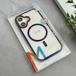قاب گوشی iPhone 16 آیفون اورجینال Orange Line مگ سیف دار طلقی شیشه ای شفاف بنفش کد 128458