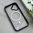 قاب گوشی iPhone 16 آیفون اورجینال Orange Line مگ سیف دار طلقی شیشه ای شفاف بنفش کد 128458