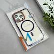 قاب گوشی iPhone 16 Pro آیفون اورجینال Orange Line مگ سیف دار طلقی شیشه ای شفاف بنفش کد 128459