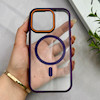 قاب گوشی iPhone 16 Pro آیفون اورجینال Orange Line مگ سیف دار طلقی شیشه ای شفاف بنفش کد 128459