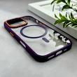 قاب گوشی iPhone 16 Pro آیفون اورجینال Orange Line مگ سیف دار طلقی شیشه ای شفاف بنفش کد 128459