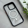 قاب گوشی iPhone 16 Pro آیفون اورجینال Orange Line مگ سیف دار طلقی شیشه ای شفاف سرمه ای کد 128460