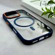 قاب گوشی iPhone 16 Pro آیفون اورجینال Orange Line مگ سیف دار طلقی شیشه ای شفاف سرمه ای کد 128460