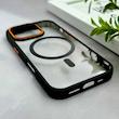 قاب گوشی iPhone 16 Pro آیفون اورجینال Orange Line مگ سیف دار طلقی شیشه ای شفاف مشکی کد 128461