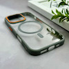 قاب گوشی iPhone 16 Pro آیفون اورجینال Orange Line مگ سیف دار طلقی شیشه ای شفاف طوسی کد 128463