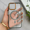 قاب گوشی iPhone 13 Pro آیفون اورجینال Orange Line مگ سیف دار طلقی شیشه ای شفاف طوسی کد 128464