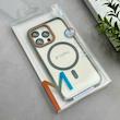 قاب گوشی iPhone 13 Pro آیفون اورجینال Orange Line مگ سیف دار طلقی شیشه ای شفاف طوسی کد 128464