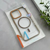 قاب گوشی iPhone 13 Pro آیفون اورجینال Orange Line مگ سیف دار طلقی شیشه ای شفاف قهوه ای کد 128467