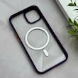 قاب گوشی iPhone 13 - 14 آیفون اورجینال Orange Line مگ سیف دار طلقی شیشه ای شفاف بنفش کد 128470