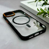 قاب گوشی iPhone 13 - 14 آیفون اورجینال Orange Line مگ سیف دار طلقی شیشه ای شفاف مشکی کد 128472