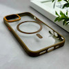 قاب گوشی iPhone 13 - 14 آیفون اورجینال Orange Line مگ سیف دار طلقی شیشه ای شفاف قهوه ای کد 128473