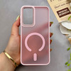 قاب گوشی Galaxy A16 سامسونگ پشت مات درجه یک طرح مگ سیف دور سیلیکونی لنز کربن صورتی کد 150294