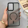 قاب گوشی Galaxy A36 سامسونگ پشت مات درجه یک طرح مگ سیف دور سیلیکونی لنز کربن مشکی کد 150317