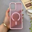 قاب گوشی Galaxy A12 - M12 سامسونگ پشت مات درجه یک طرح مگ سیف دور سیلیکونی لنز کربن صورتی کد 150353