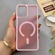 قاب گوشی Galaxy A22 4G - Galaxy M32 4G سامسونگ پشت مات درجه یک طرح مگ سیف دور سیلیکونی لنز کربن صورتی کد 150369