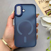 قاب گوشی iPhone 16 آیفون پشت مات درجه یک طرح مگ سیف دور سیلیکونی لنز کربن سرمه ای کد 150405