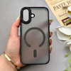 قاب گوشی iPhone 16 آیفون پشت مات درجه یک طرح مگ سیف دور سیلیکونی لنز کربن مشکی کد 150406