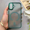 قاب گوشی iPhone 16 آیفون پشت مات درجه یک طرح مگ سیف دور سیلیکونی لنز کربن سبز کد 150409