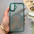 قاب گوشی iPhone 16 آیفون پشت مات درجه یک طرح مگ سیف دور سیلیکونی لنز کربن سبز کد 150409