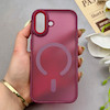 قاب گوشی iPhone 16 آیفون پشت مات درجه یک طرح مگ سیف دور سیلیکونی لنز کربن زرشکی کد 150410