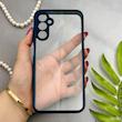 قاب گوشی Galaxy A14 سامسونگ پشت طلق شفاف دور سیلیکونی دور رنگی محافظ لنز برجسته سرمه ای کد 129403