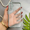 قاب گوشی Galaxy A15 سامسونگ پشت طلق شفاف دور سیلیکونی دور رنگی محافظ لنز برجسته طوسی کد 129406