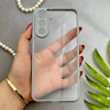 قاب گوشی Galaxy A17 سامسونگ پشت طلق شفاف دور سیلیکونی دور رنگی محافظ لنز برجسته طوسی کد 129412