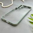 قاب گوشی Galaxy A17 سامسونگ پشت طلق شفاف دور سیلیکونی دور رنگی محافظ لنز برجسته طوسی کد 129412