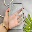 قاب گوشی Galaxy A34 سامسونگ پشت طلق شفاف دور سیلیکونی دور رنگی محافظ لنز برجسته طوسی کد E21-129418