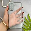 قاب گوشی Galaxy A36 سامسونگ پشت طلق شفاف دور سیلیکونی دور رنگی محافظ لنز برجسته طوسی کد E21-129424