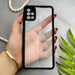 قاب گوشی Galaxy A51 سامسونگ پشت طلق شفاف دور سیلیکونی دور رنگی محافظ لنز برجسته مشکی کد 129428