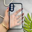 قاب گوشی Galaxy A56 سامسونگ پشت طلق شفاف دور سیلیکونی دور رنگی محافظ لنز برجسته سرمه ای کد E21-129435